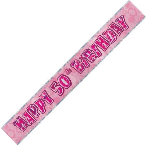(image for) Happy 50th Birthday Pink Foil Banner (3.6m)